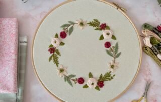 embroidery with floral pattern done by embroidery machine